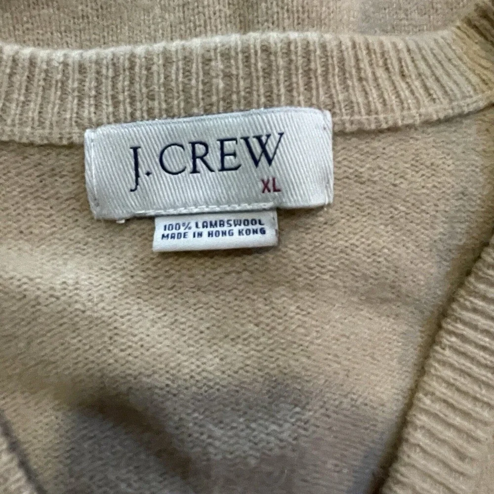 J Crew Sweater LambsWool Vintage Knit‎ VNeck Pullover 90s Y2K Rolled Hem XL